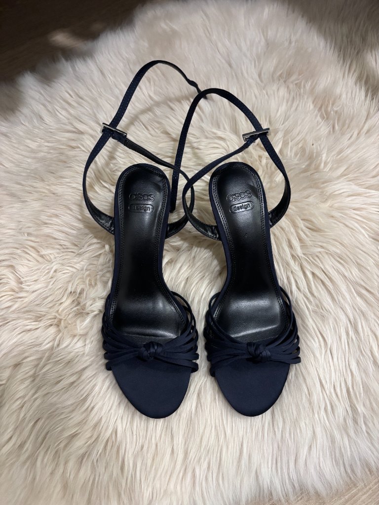 Asos Design Navy Blue Knotted Strappy Heeled Sandals Size 8 — image 4 of 5